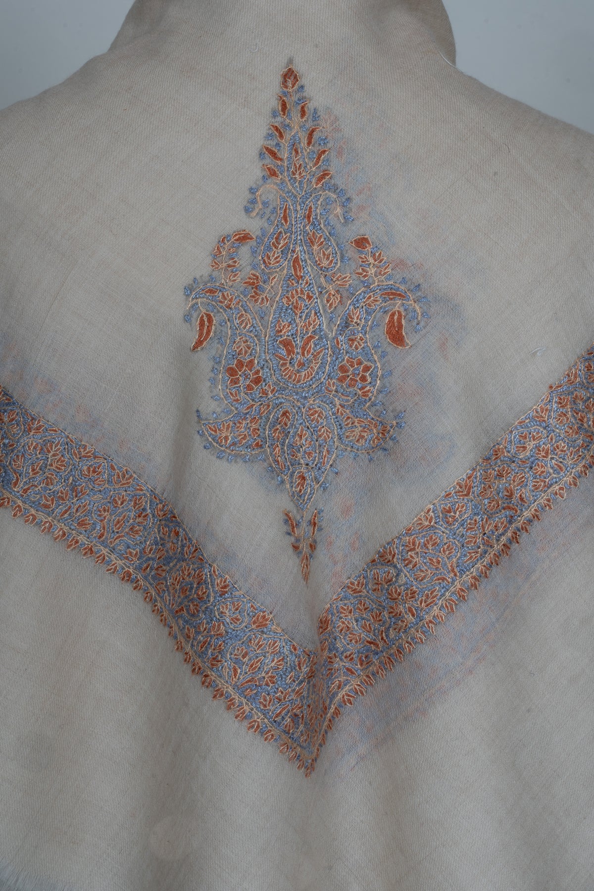Peach Mist Cashmere Rumal — Sozni Hand Embroidered