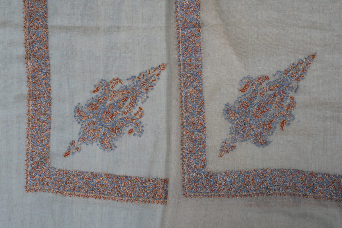 Peach Mist Cashmere Rumal — Sozni Hand Embroidered