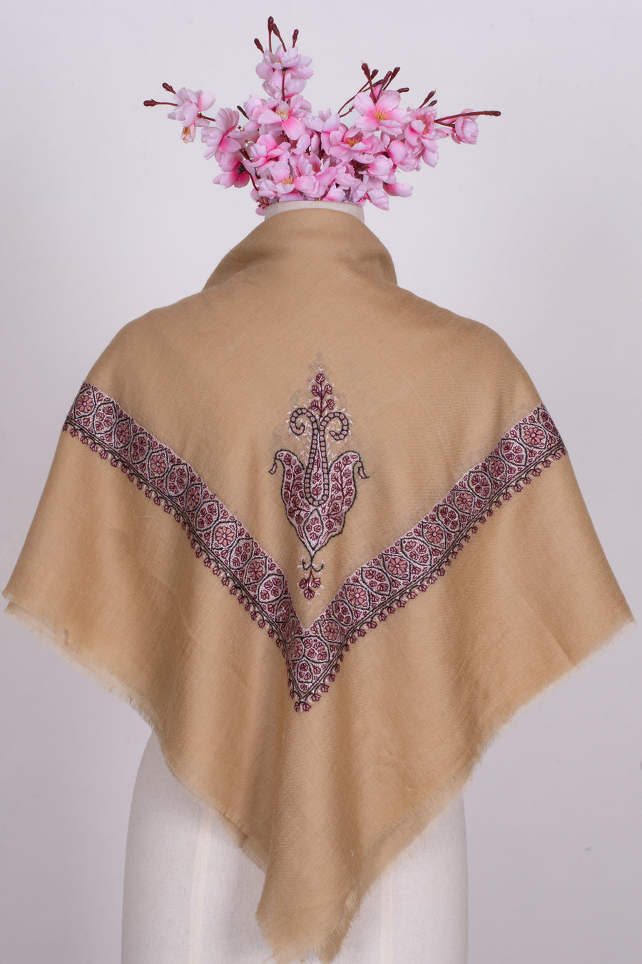 Honey Rose Cashmere Rumal — Sozni Hand Embroidered