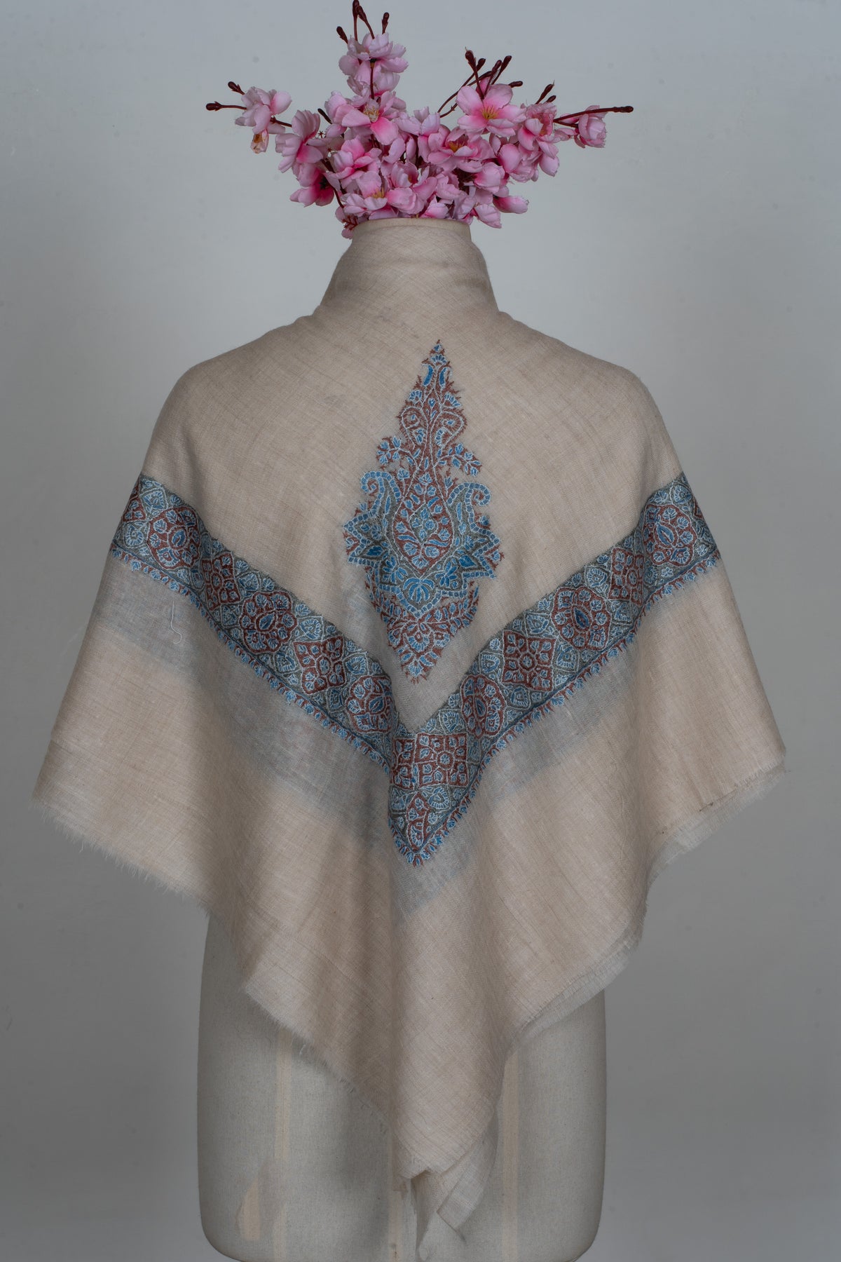 Glacier Rust Cashmere Rumal — Sozni Hand Embroidered