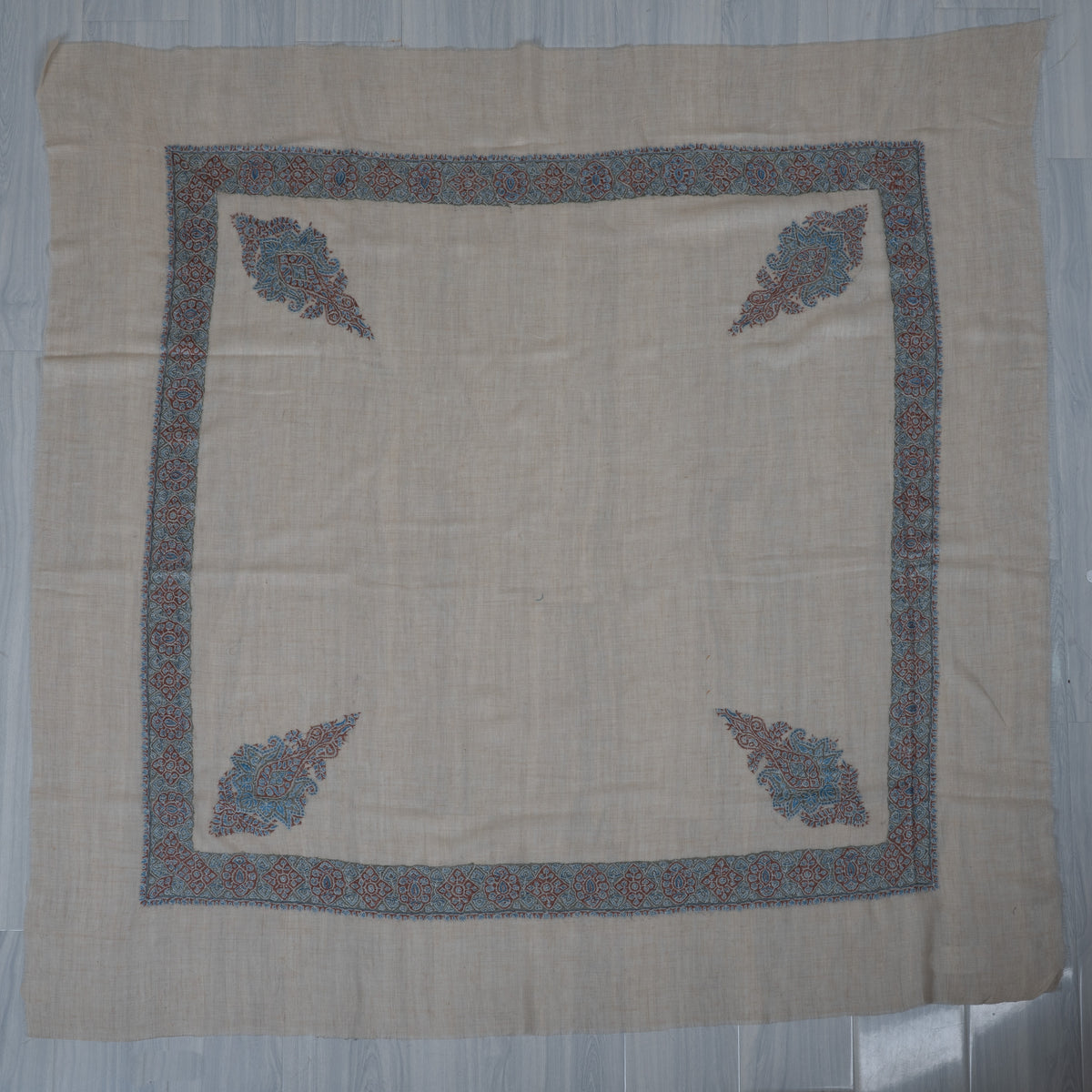 Glacier Rust Cashmere Rumal — Sozni Hand Embroidered