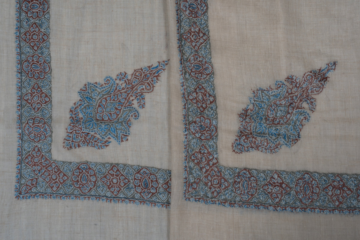 Glacier Rust Cashmere Rumal — Sozni Hand Embroidered