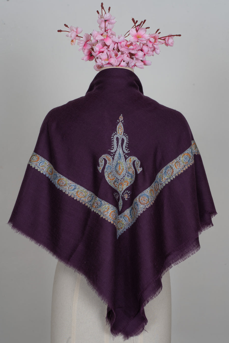 Royal Amethyst Cashmere Rumal — Sozni Hand Embroidered