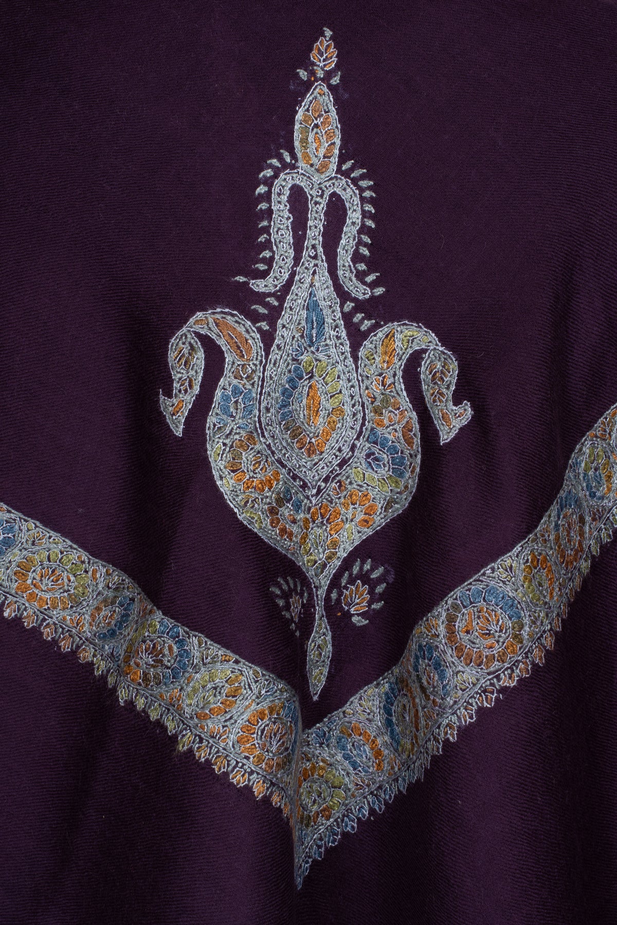 Royal Amethyst Cashmere Rumal — Sozni Hand Embroidered