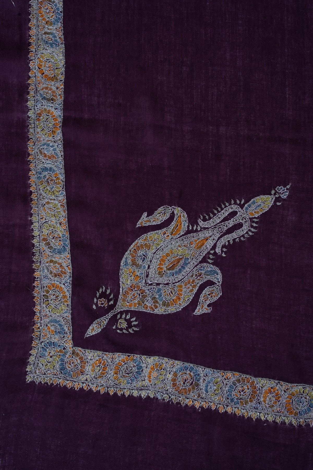 Royal Amethyst Cashmere Rumal — Sozni Hand Embroidered