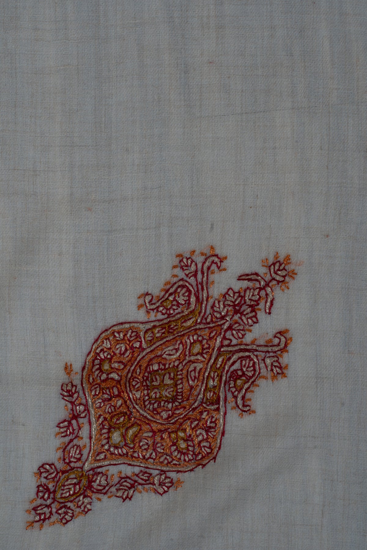 Spice Ivory Cashmere Rumal — Sozni Hand Embroidered