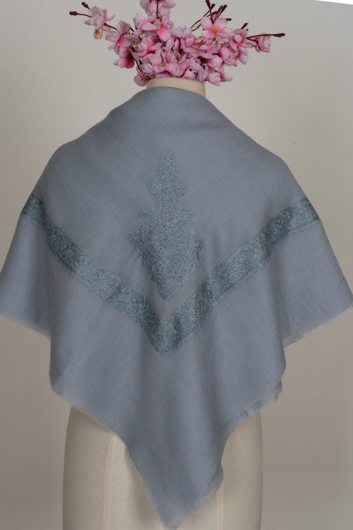 Blue Haze Cashmere Rumal — Sozni Hand Embroidered