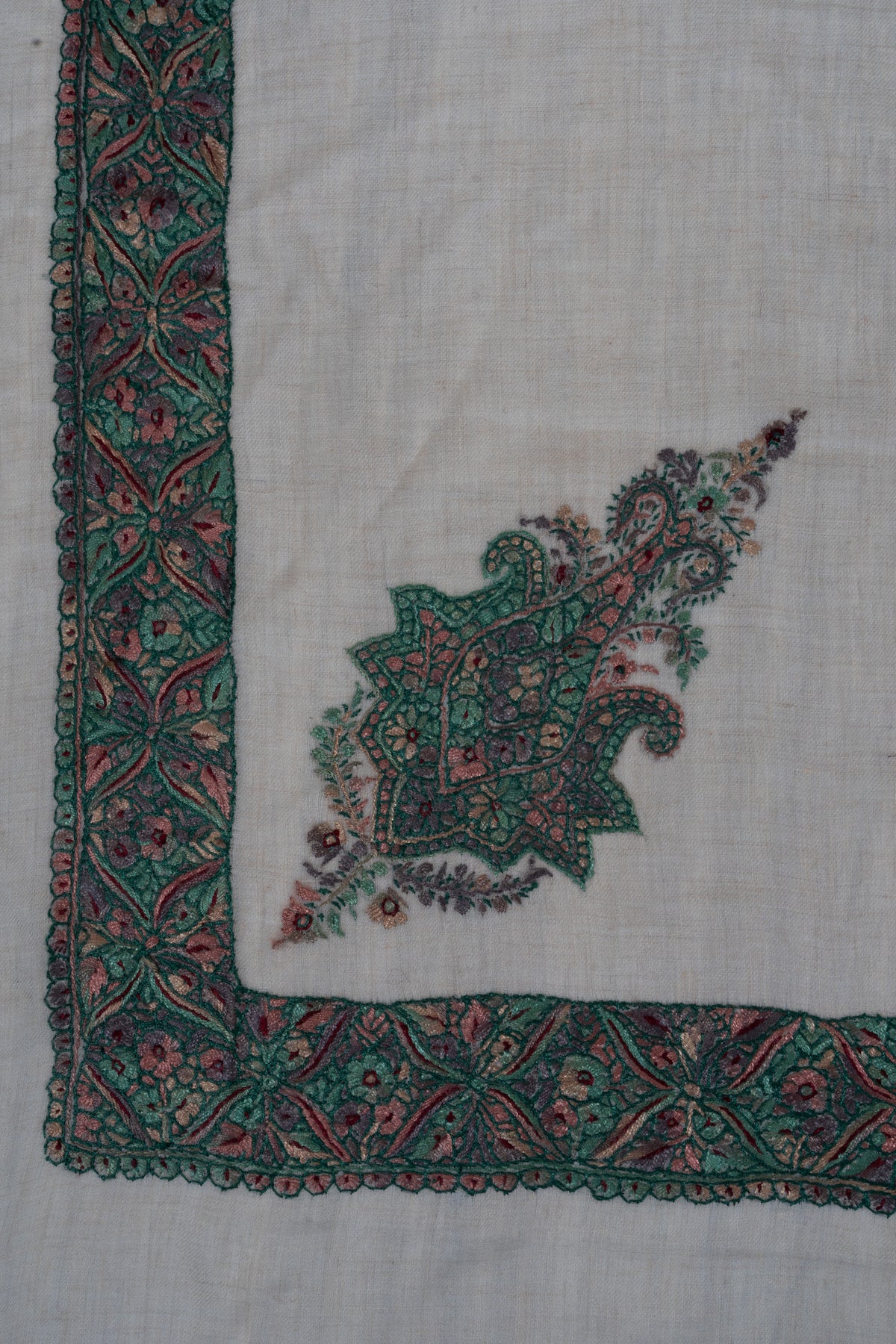 Verdant Bloom Cashmere Rumal — Sozni Hand Embroidered
