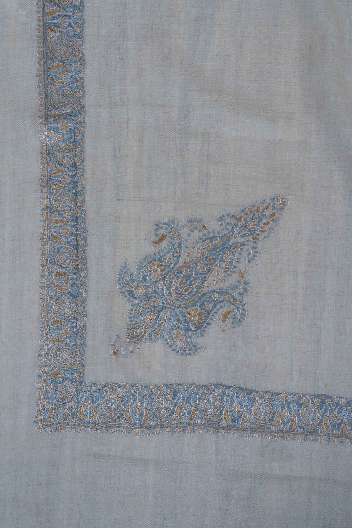 Sky Veil Cashmere Rumal — Sozni Hand Embroidered
