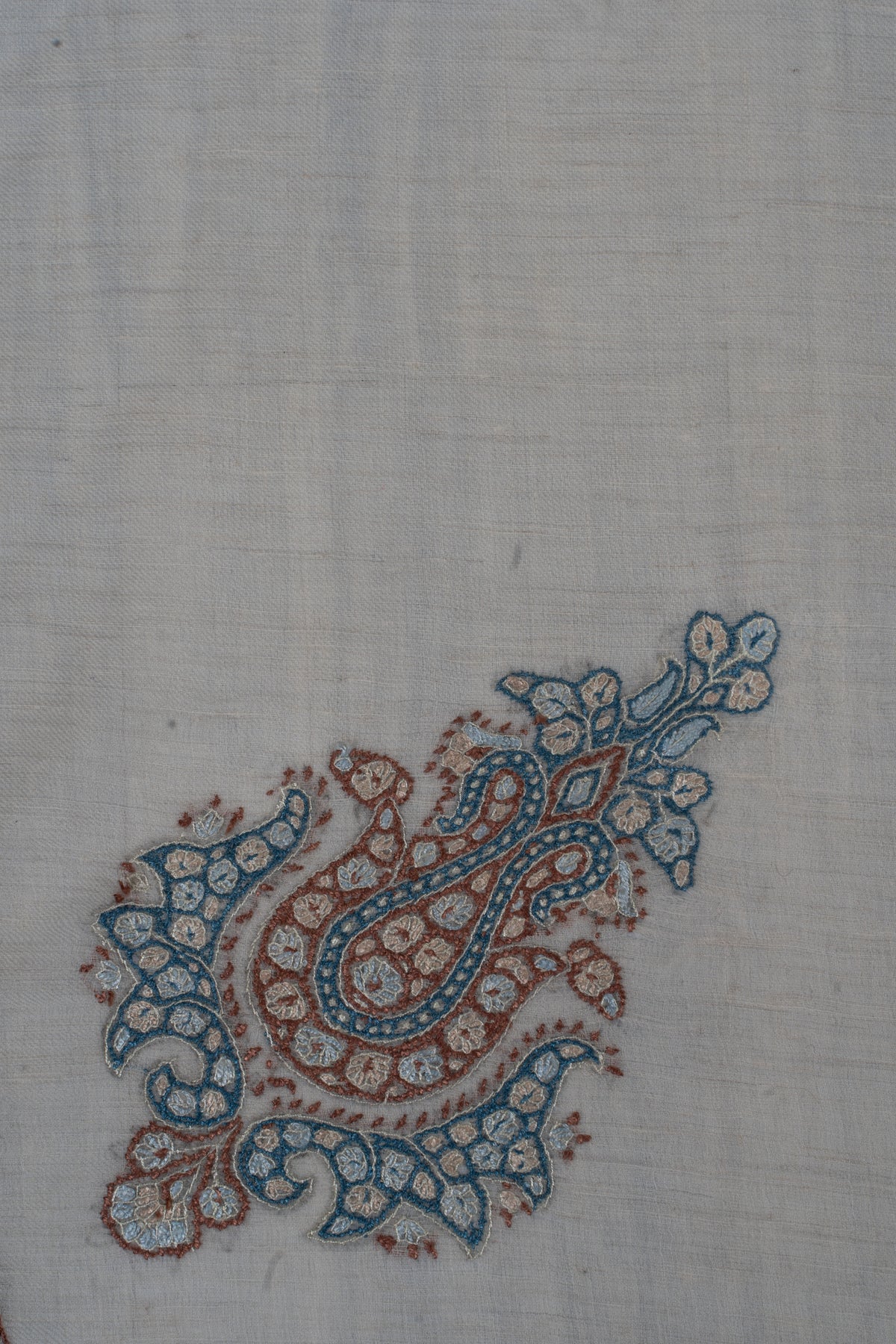 Cerulean Rose Cashmere Rumal — Sozni Hand Embroidered
