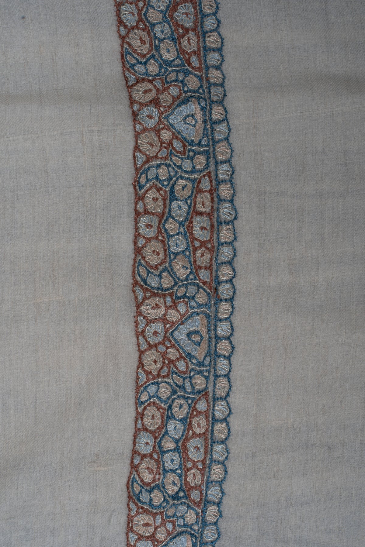 Cerulean Rose Cashmere Rumal — Sozni Hand Embroidered