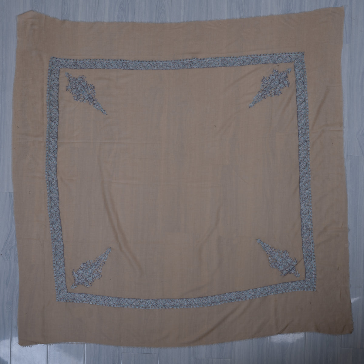 Sand Dusk Cashmere Rumal — Sozni Hand Embroidered