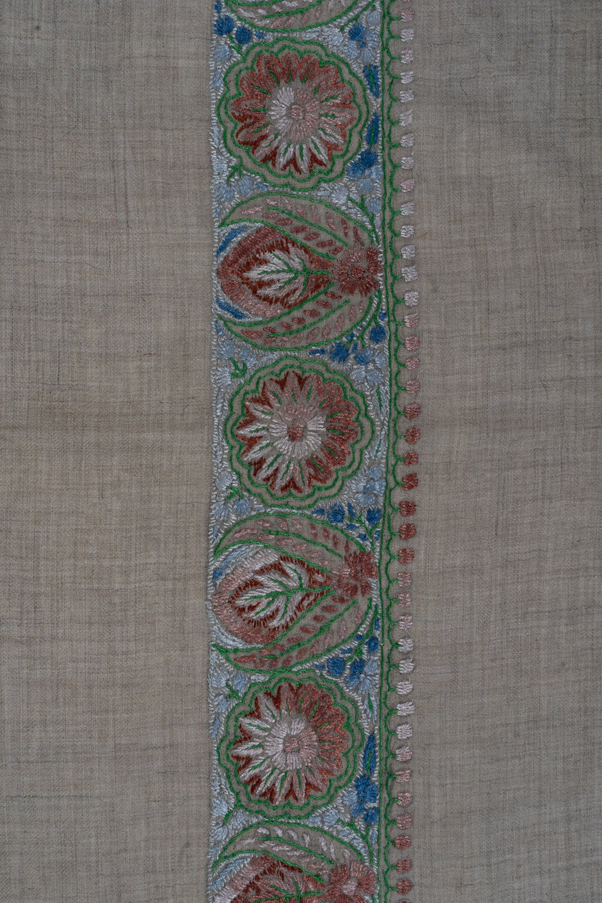 Willow Sage Cashmere Rumal — Sozni Hand Embroidered