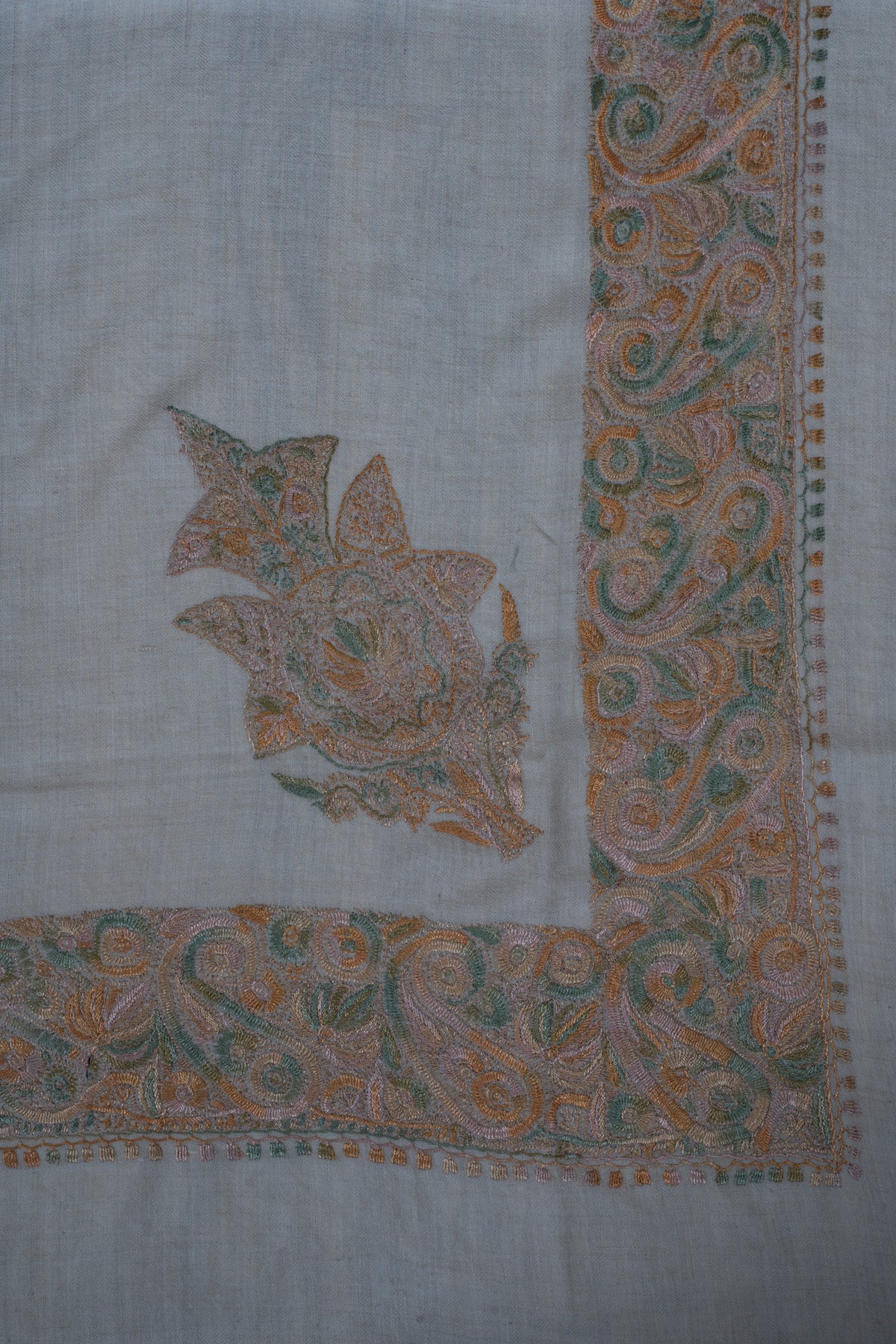 Ivory Dune Cashmere Rumal — Sozni Hand Embroidered