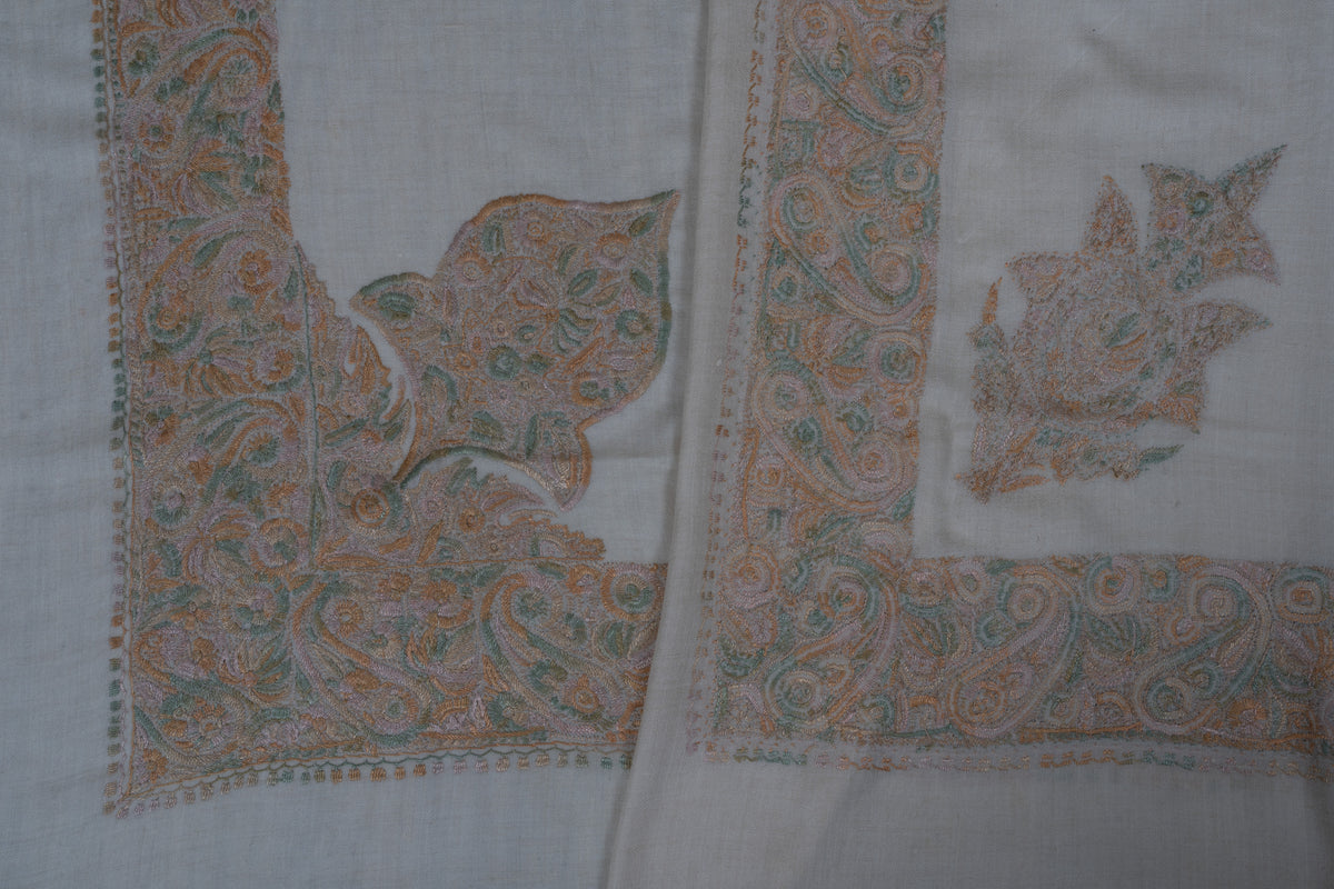 Ivory Dune Cashmere Rumal — Sozni Hand Embroidered