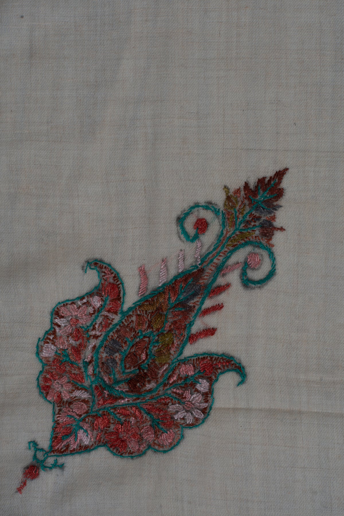 Rose Cedar Cashmere Rumal — Sozni Hand Embroidered