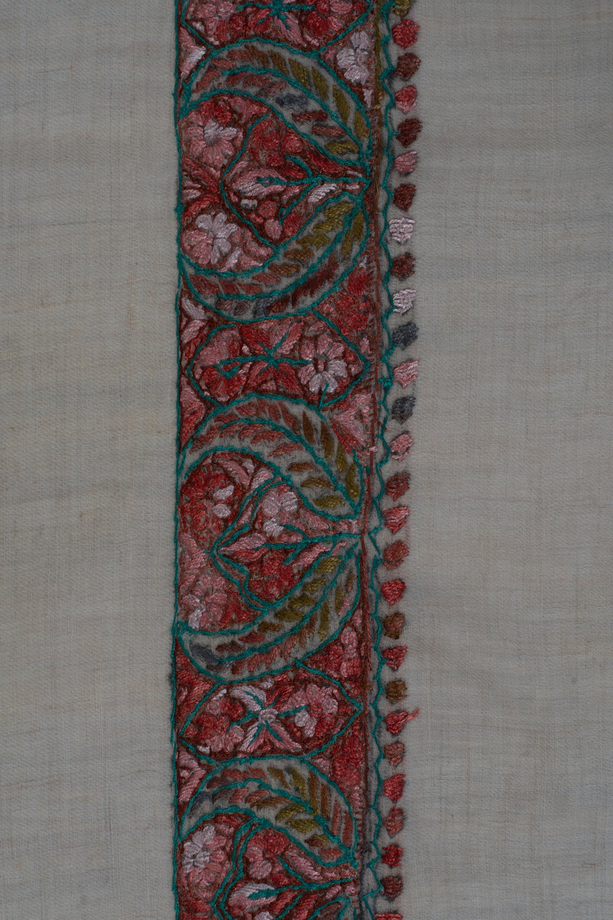 Rose Cedar Cashmere Rumal — Sozni Hand Embroidered