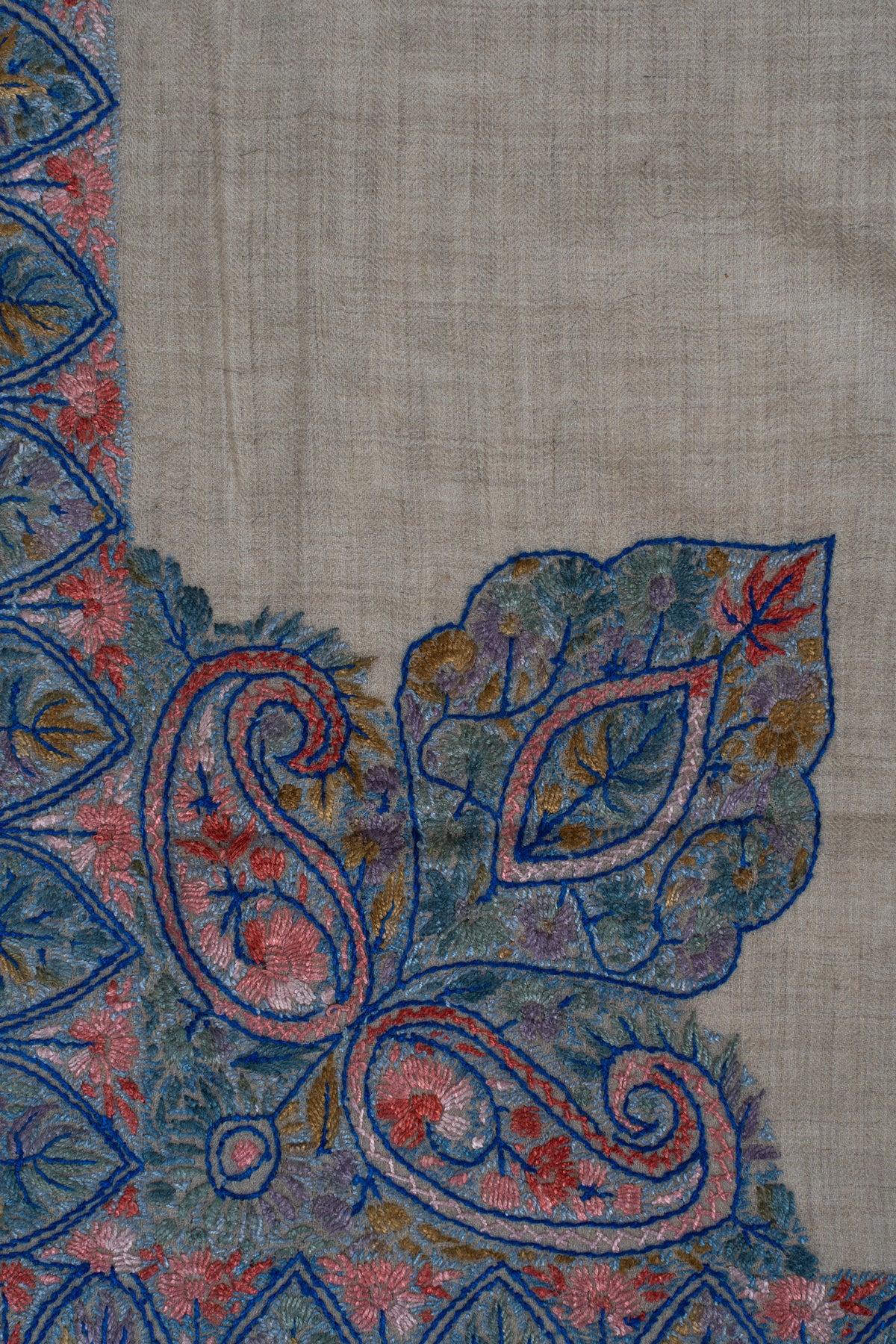 Azure Bloom Cashmere Rumal — Sozni Hand Embroidered