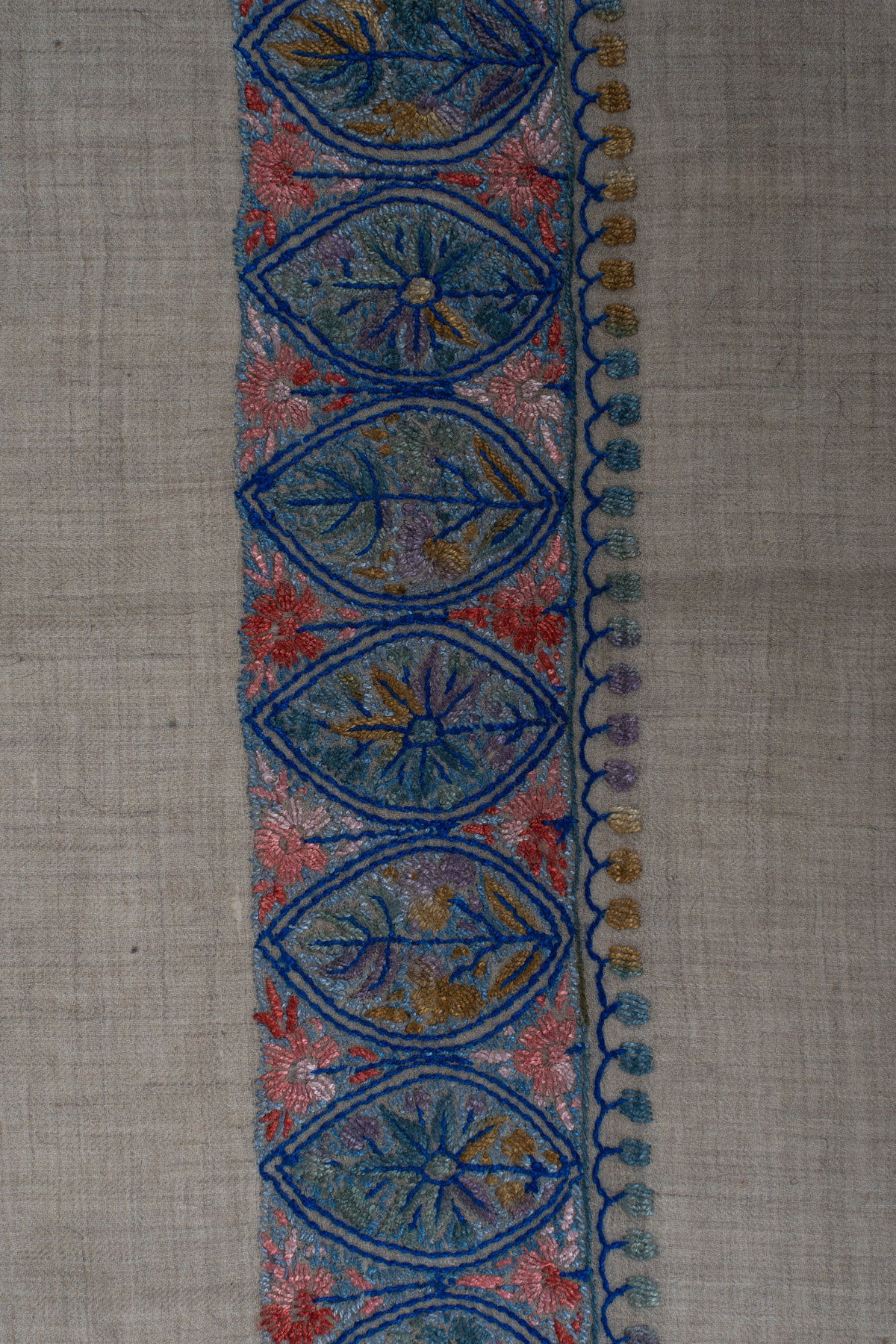 Azure Bloom Cashmere Rumal — Sozni Hand Embroidered