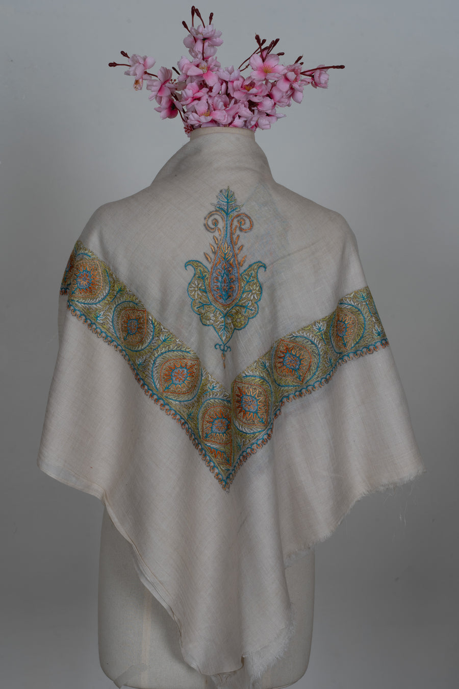 Amber Sky Cashmere Rumal — Sozni Hand Embroidered