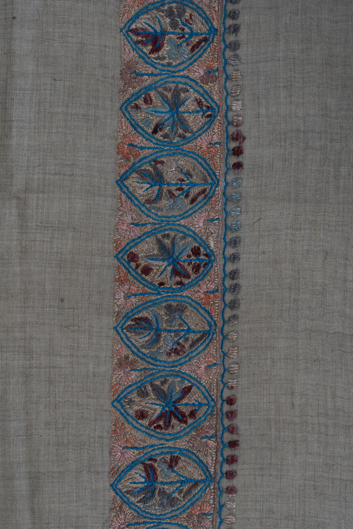 Azure Petal Cashmere Rumal — Sozni Hand Embroidered