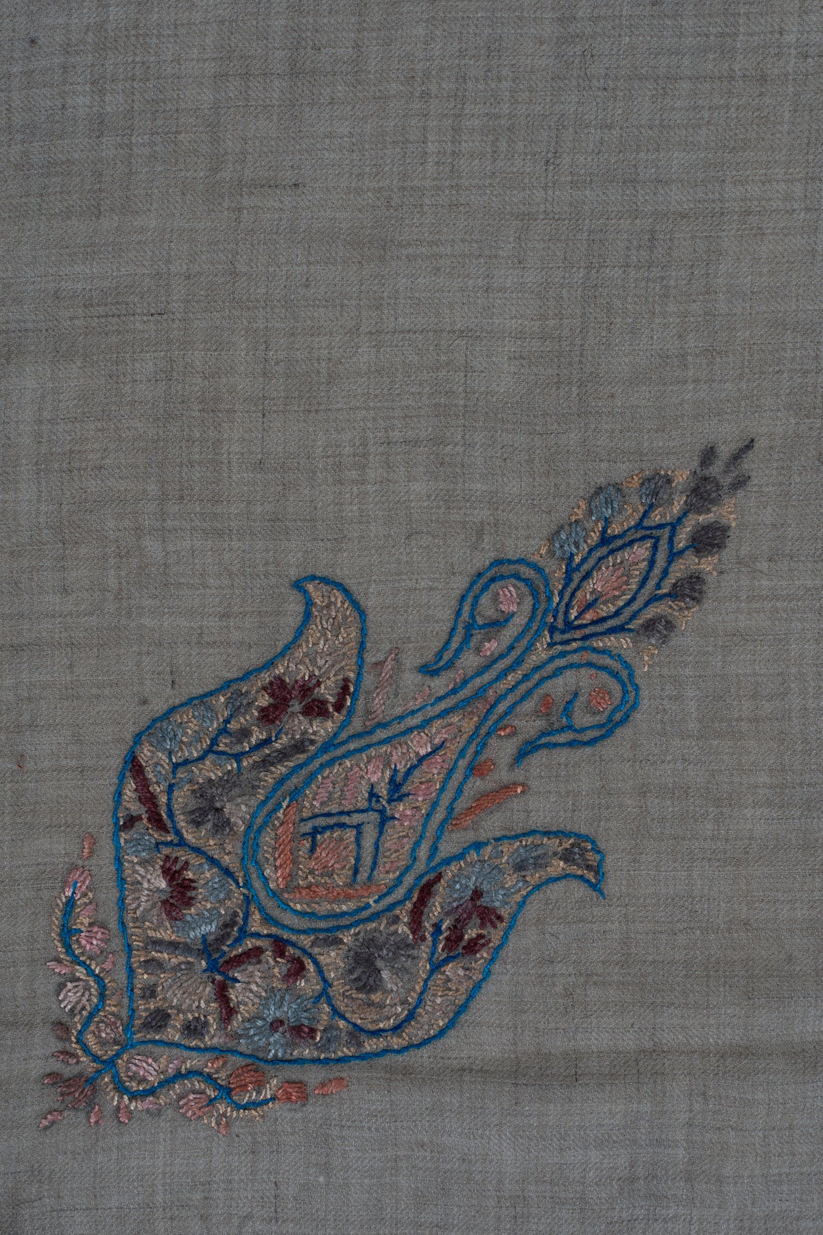 Azure Petal Cashmere Rumal — Sozni Hand Embroidered
