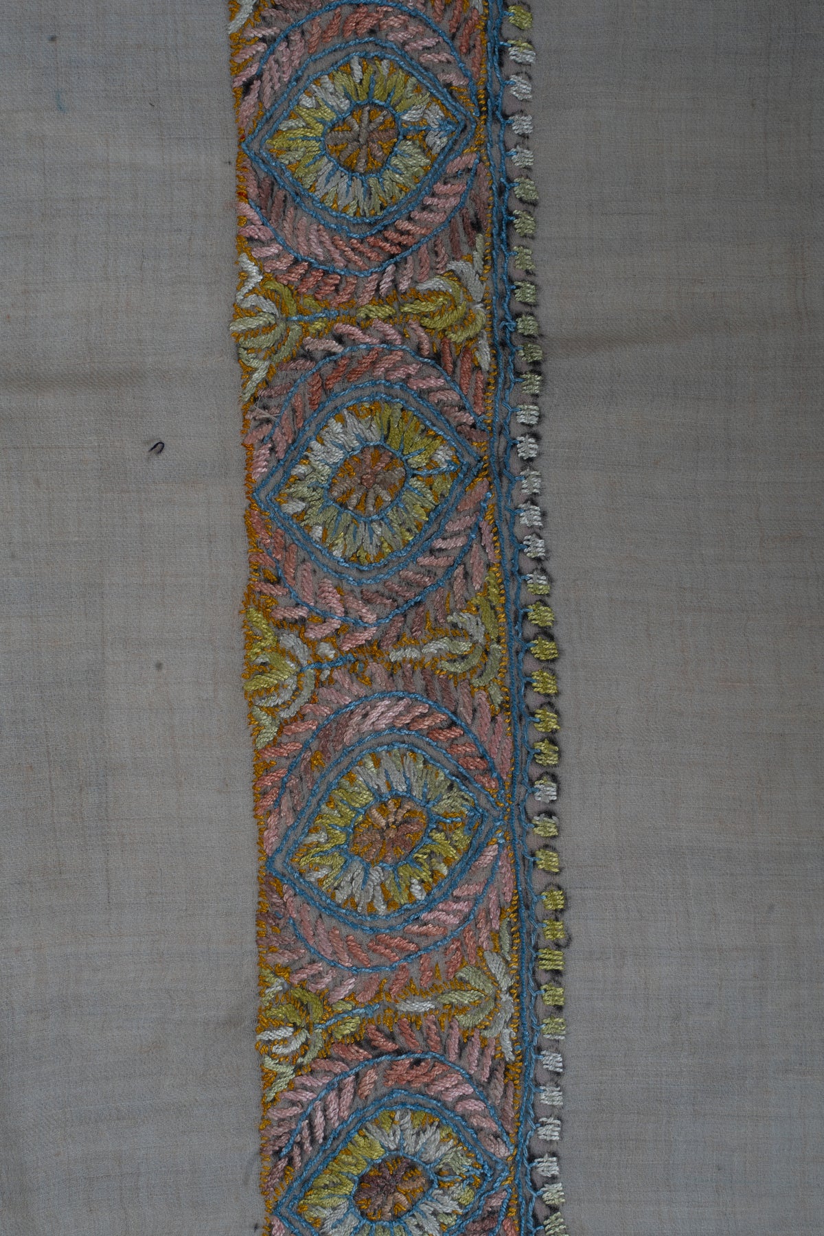 Golden Azure Cashmere Rumal — Sozni Hand Embroidered