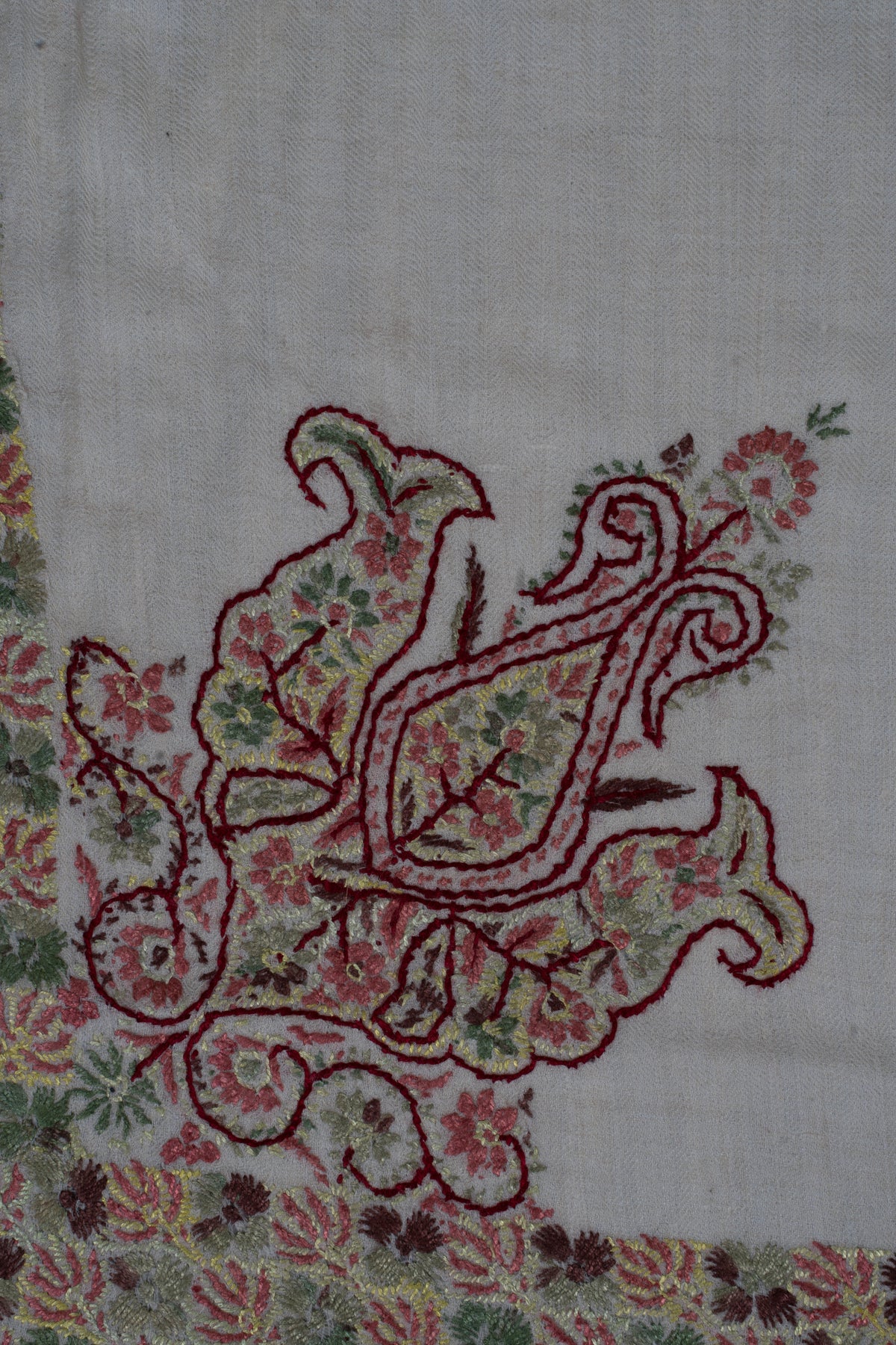 Meadow Ruby Cashmere Rumal — Sozni Hand Embroidered
