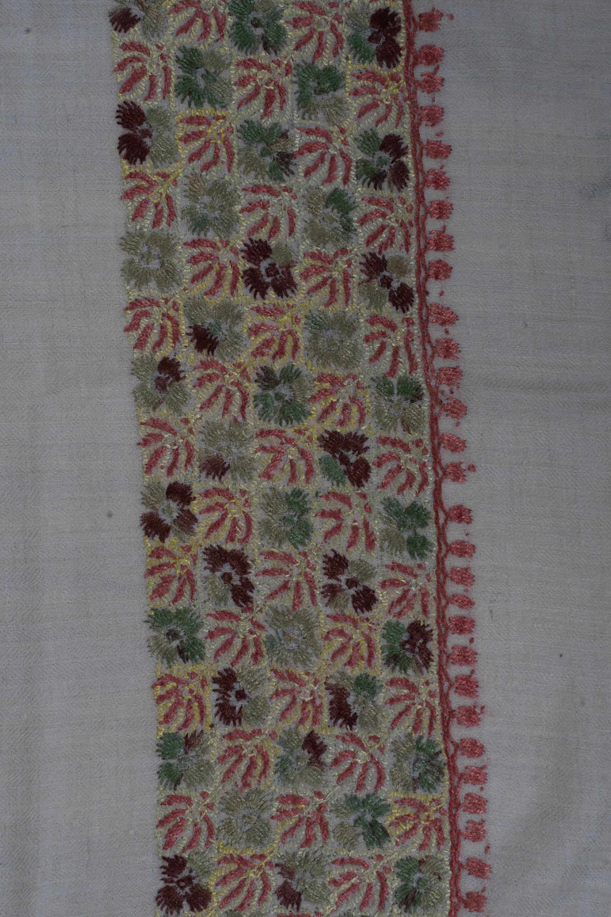 Meadow Ruby Cashmere Rumal — Sozni Hand Embroidered