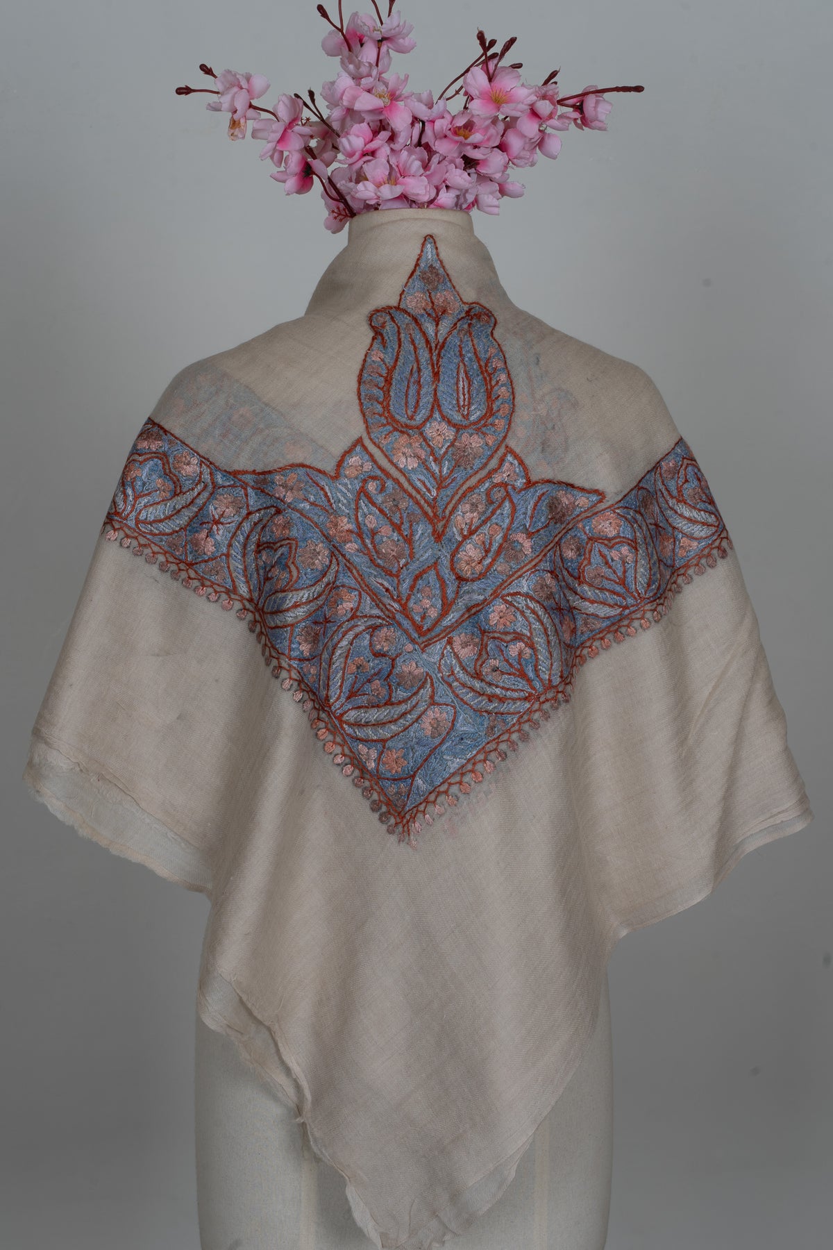Dusky Rose Cashmere Rumal — Sozni Hand Embroidered