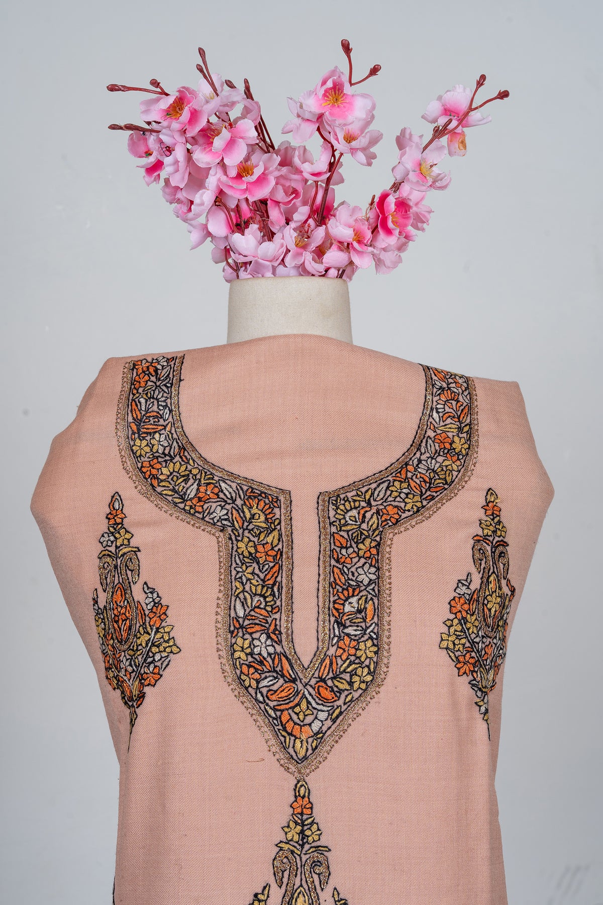 Soft Peach Sozni Hand Embroidered Suit
