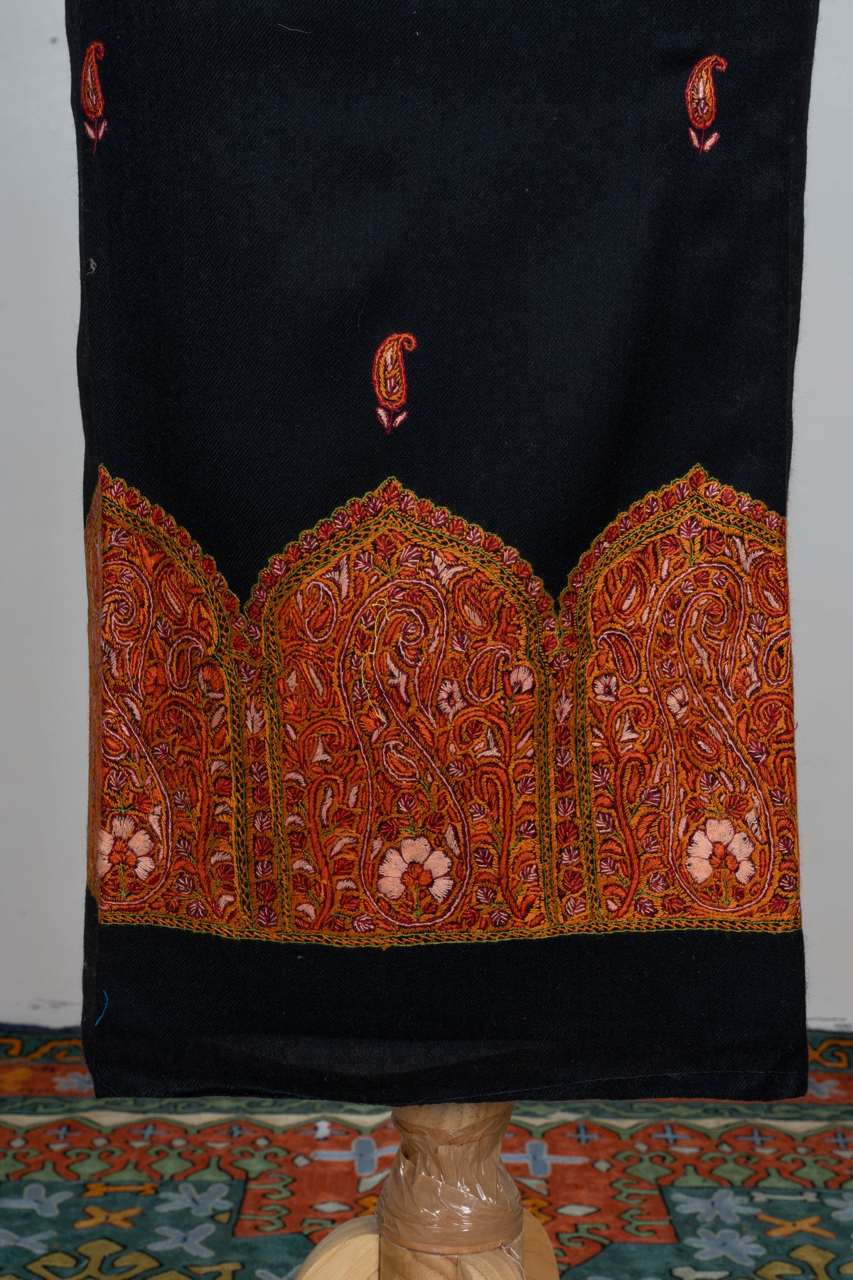Midnight Noir Sozni Embroidered Suit in Wool Blend