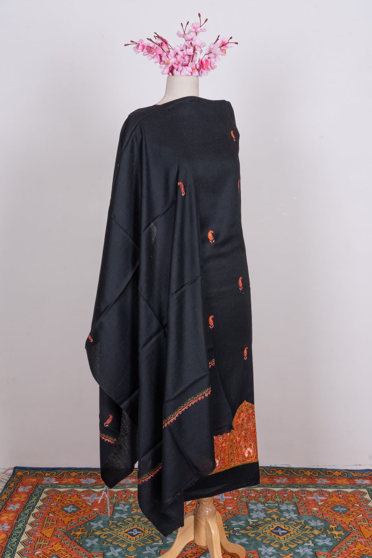 Midnight Noir Sozni Embroidered Suit in Wool Blend