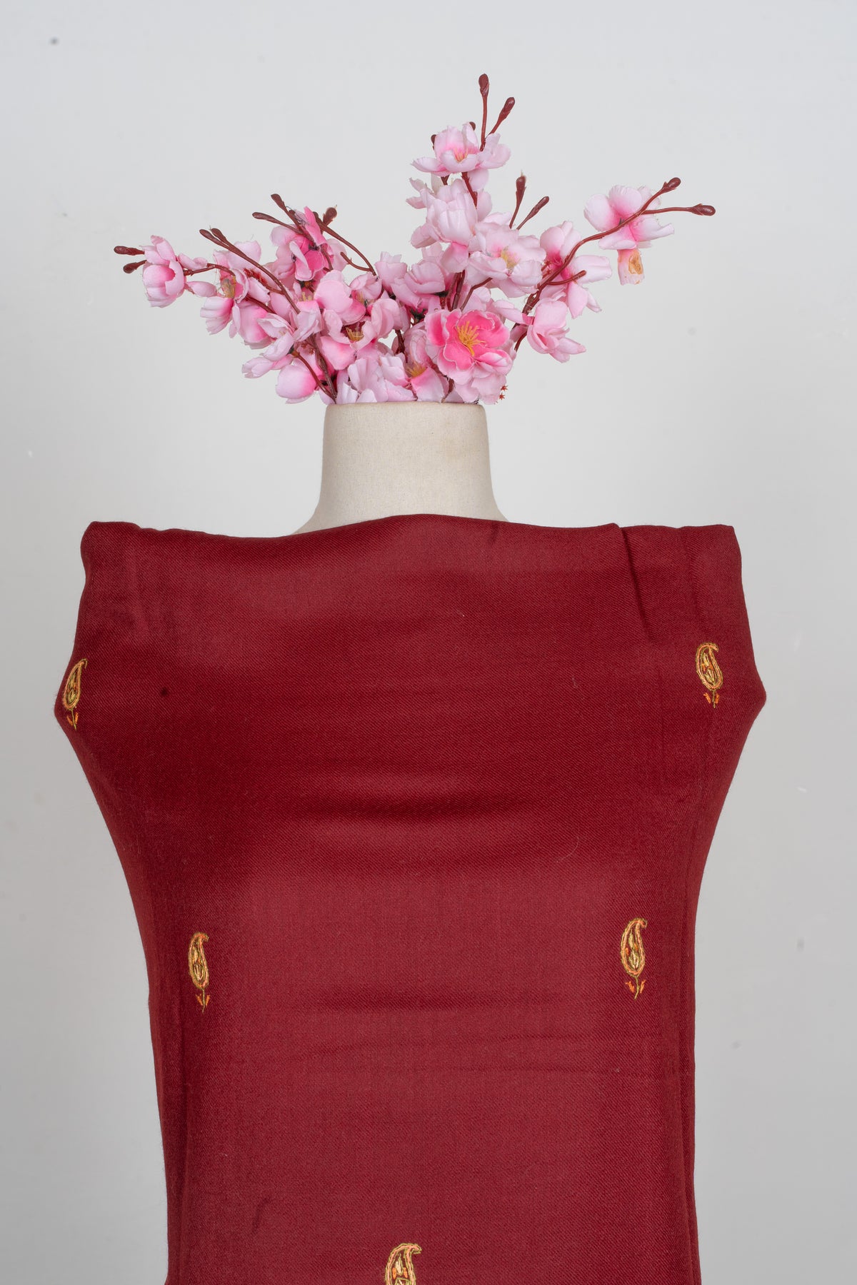 Crimson Dusk Sozni Embroidered Suit in Wool Blend