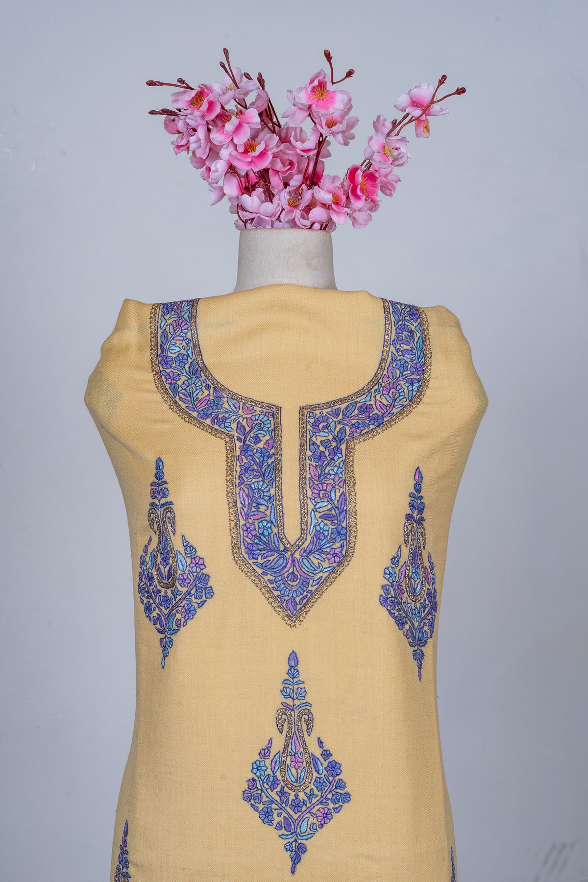Golden Glow Sozni Hand Embroidered Suit