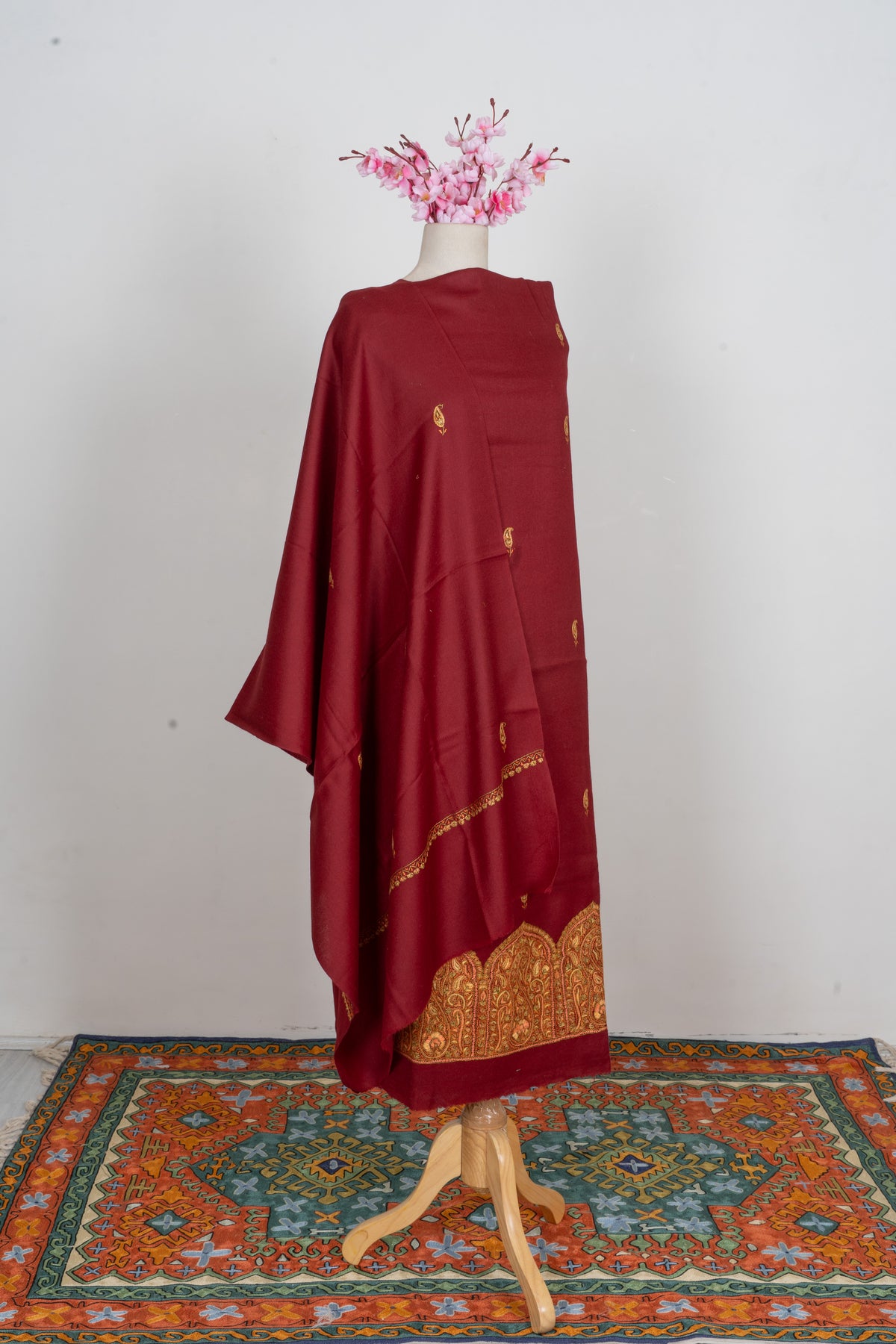 Crimson Dusk Sozni Embroidered Suit in Wool Blend