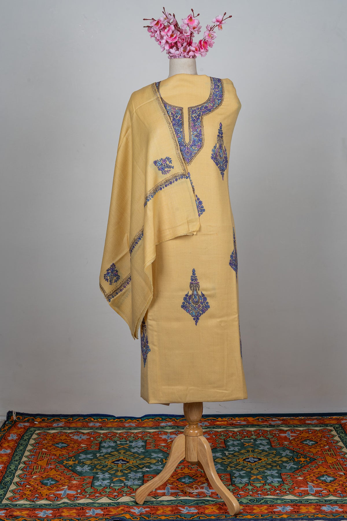 Golden Glow Sozni Hand Embroidered Suit
