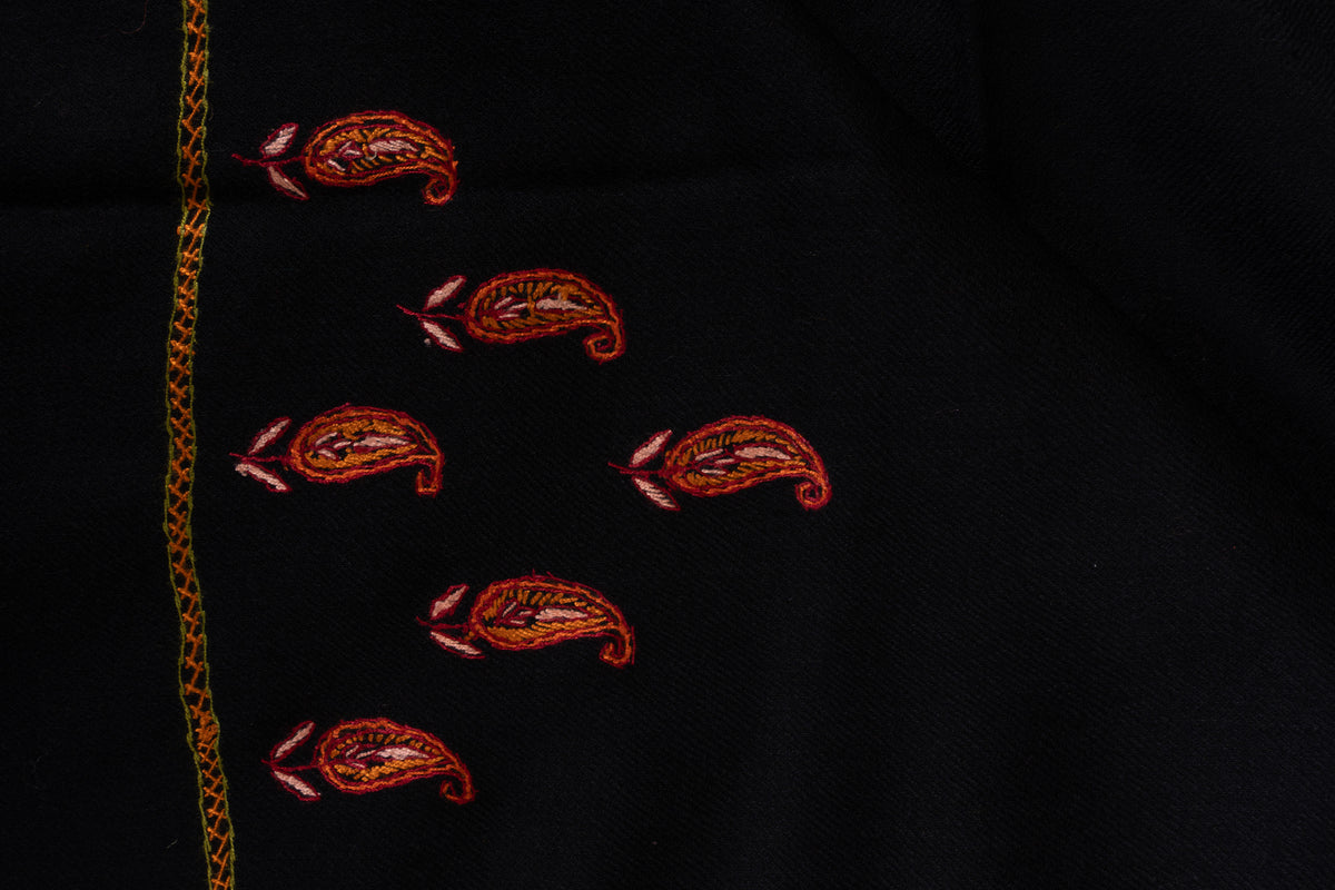 Midnight Noir Sozni Embroidered Suit in Wool Blend