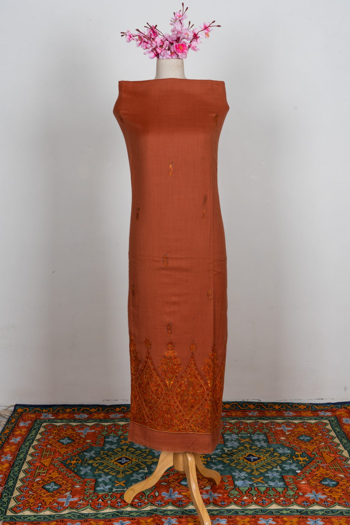 Amber Earth Sozni Embroidered Suit in Wool Blend