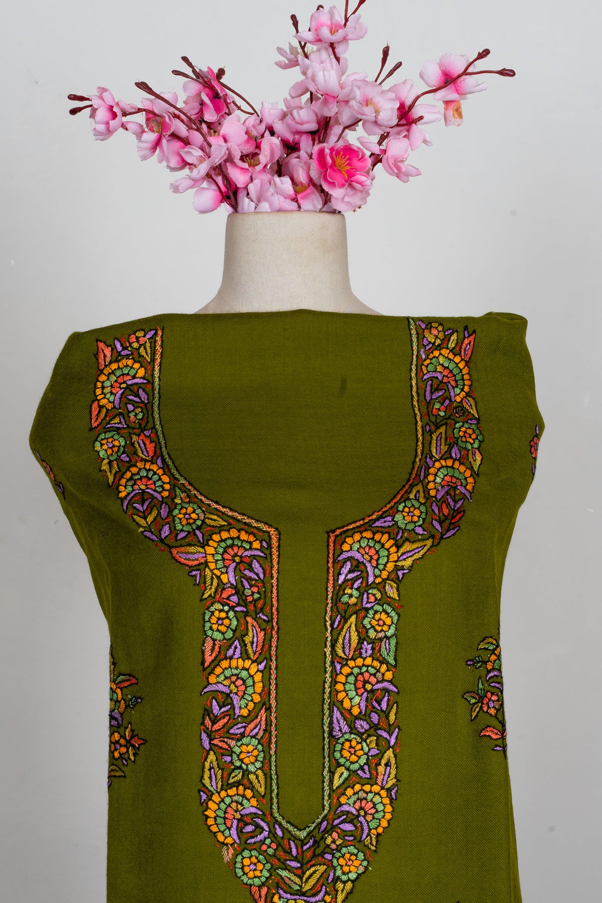 Verdant Bloom Sozni Embroidered Suit in Wool Blend
