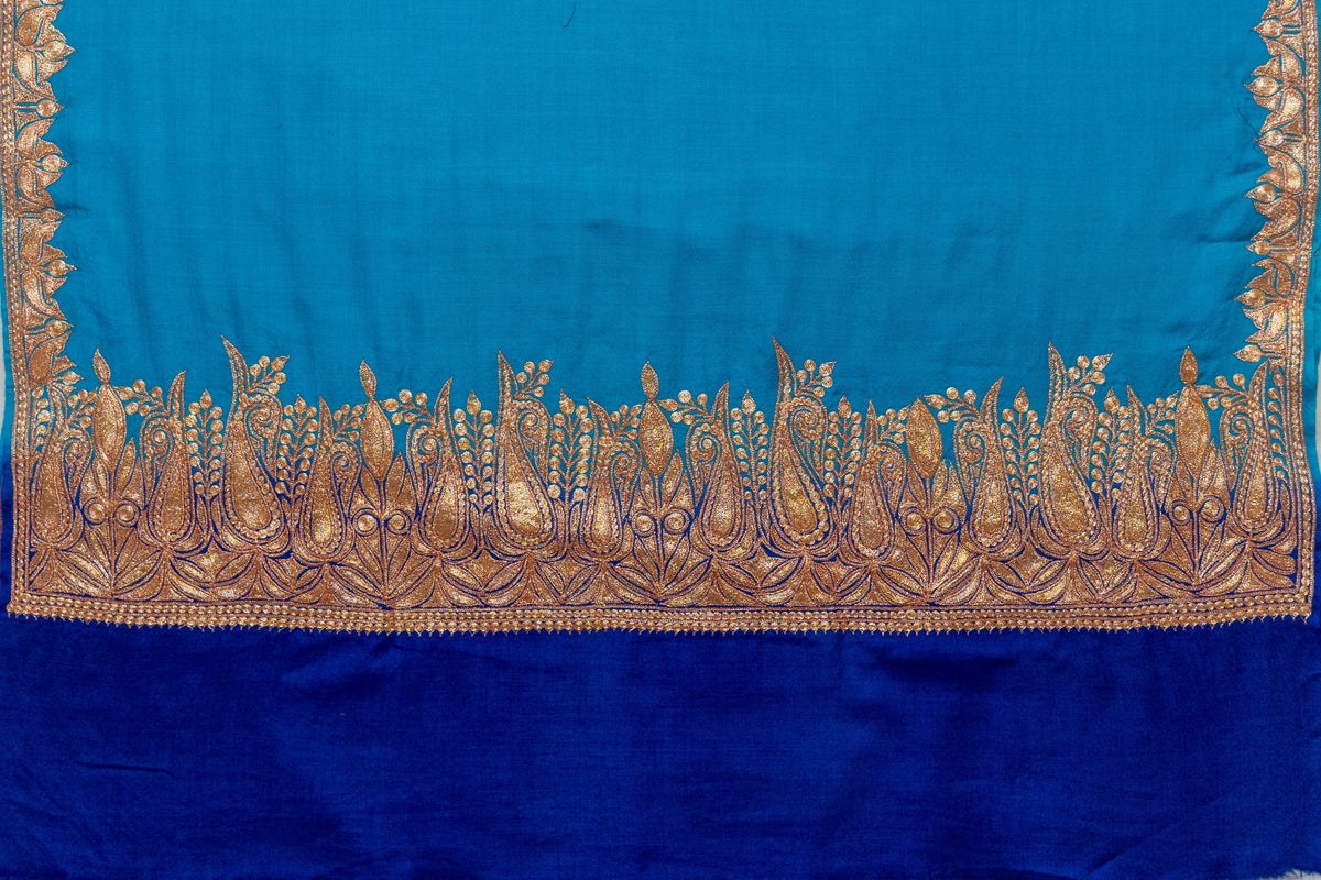 Turquoise Splendor - Merino Wool Shawl with Tilla Borders