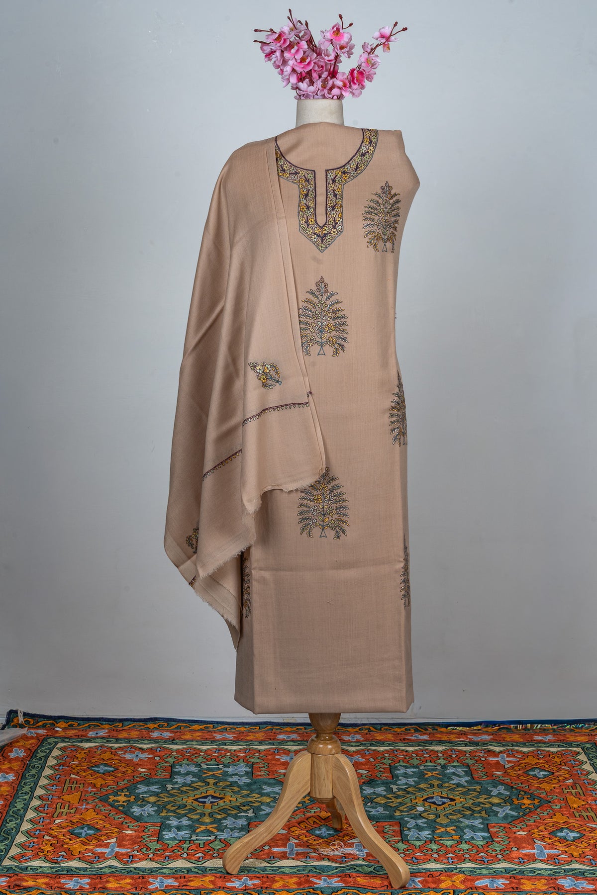 Sandstone Sozni Hand Embroidered Suit