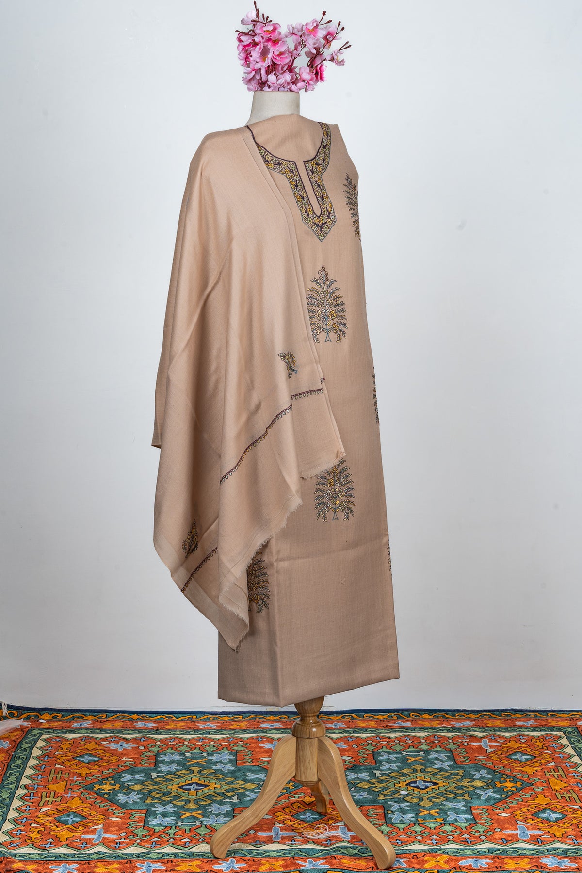 Sandstone Sozni Hand Embroidered Suit