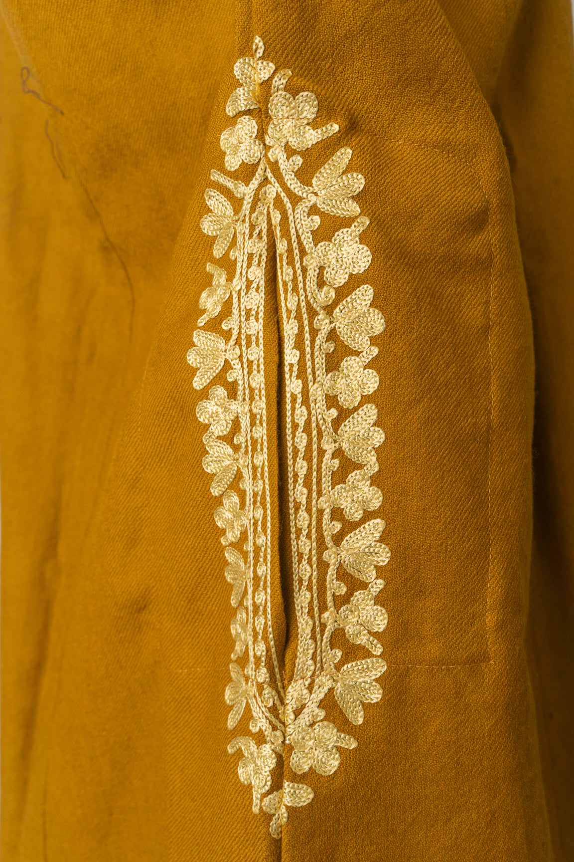 Regal Amber Heavily Embroidered Kashmiri Pheran