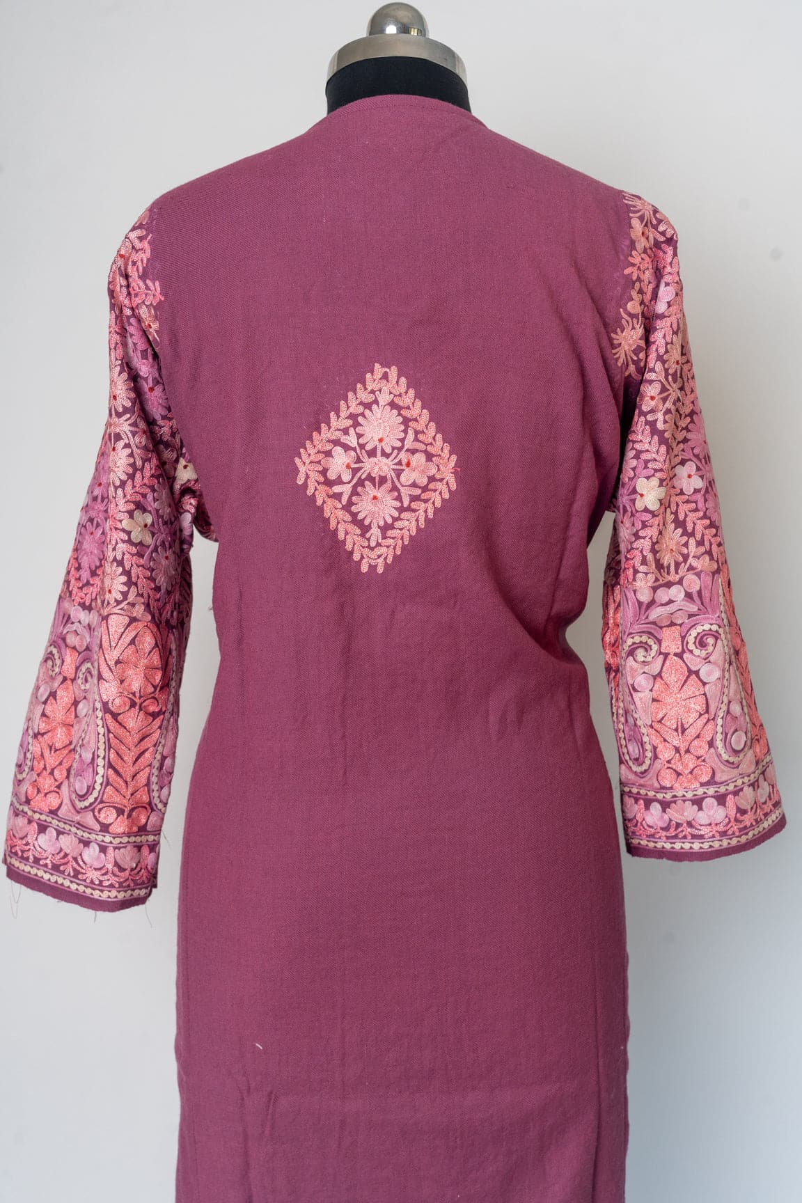 Blush Bloom Heavily Embroidered Kashmiri Pheran