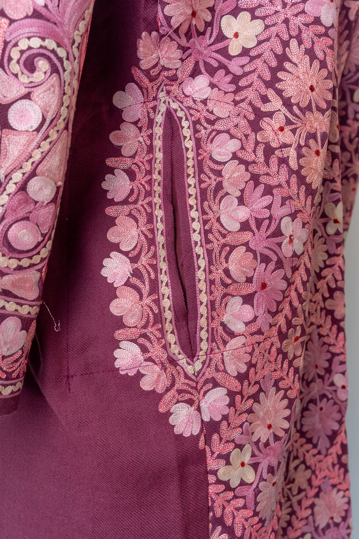 Blush Bloom Heavily Embroidered Kashmiri Pheran