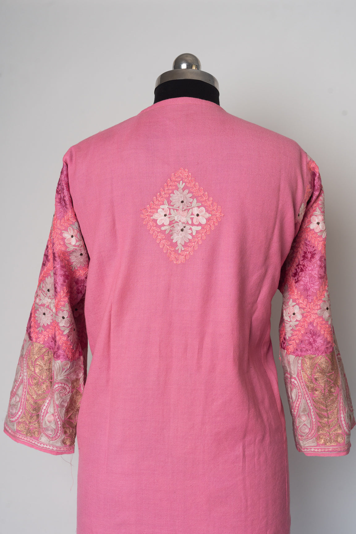 Rosy Splendor Kashmiri Pheran with Aari Embroidery