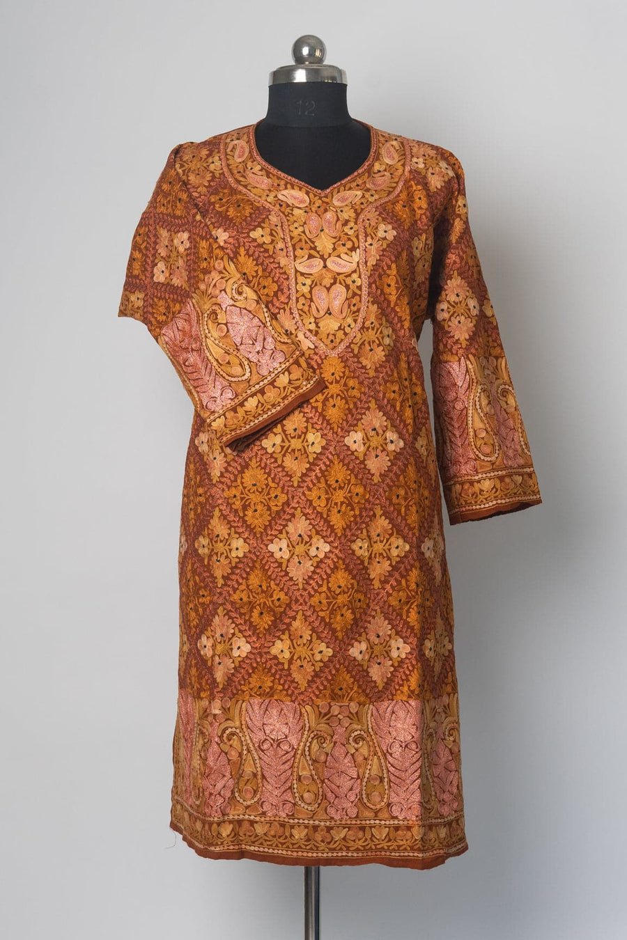 Autumn Radiance Kashmiri Pheran with Aari & Zari Embroidery