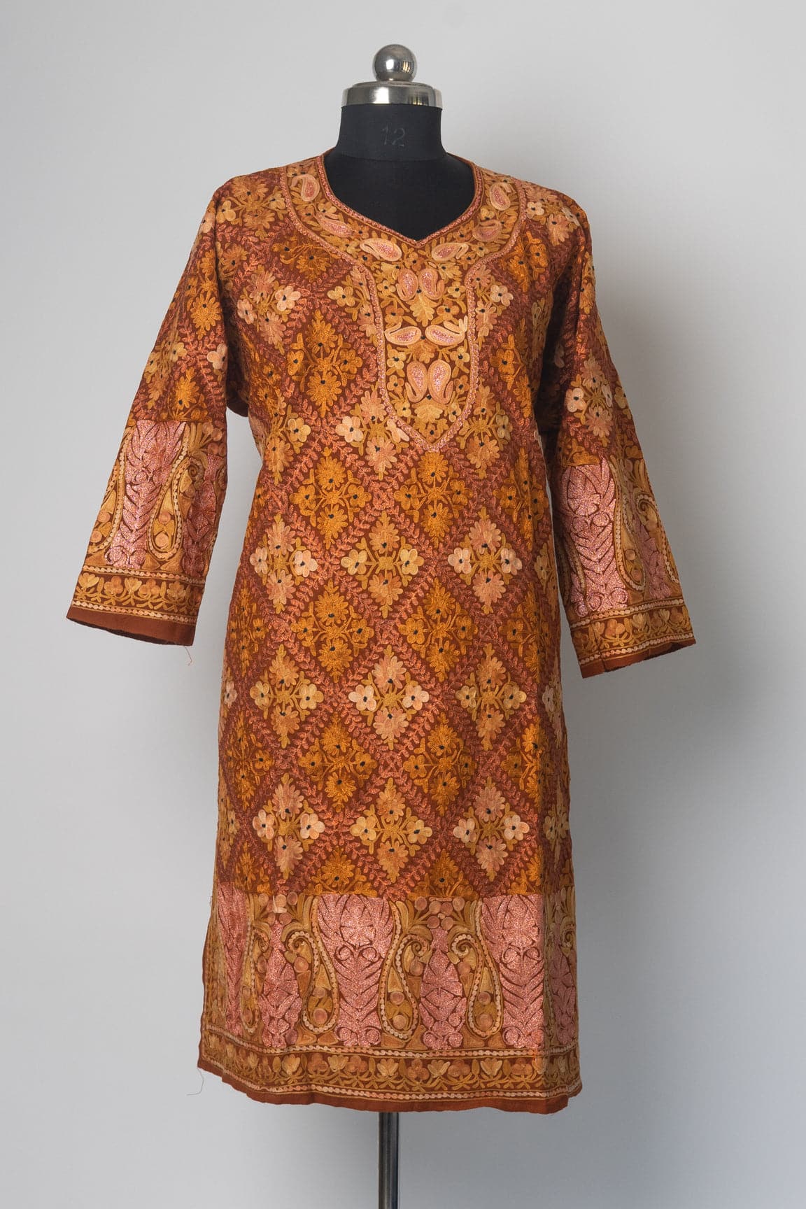 Autumn Radiance Kashmiri Pheran with Aari & Zari Embroidery