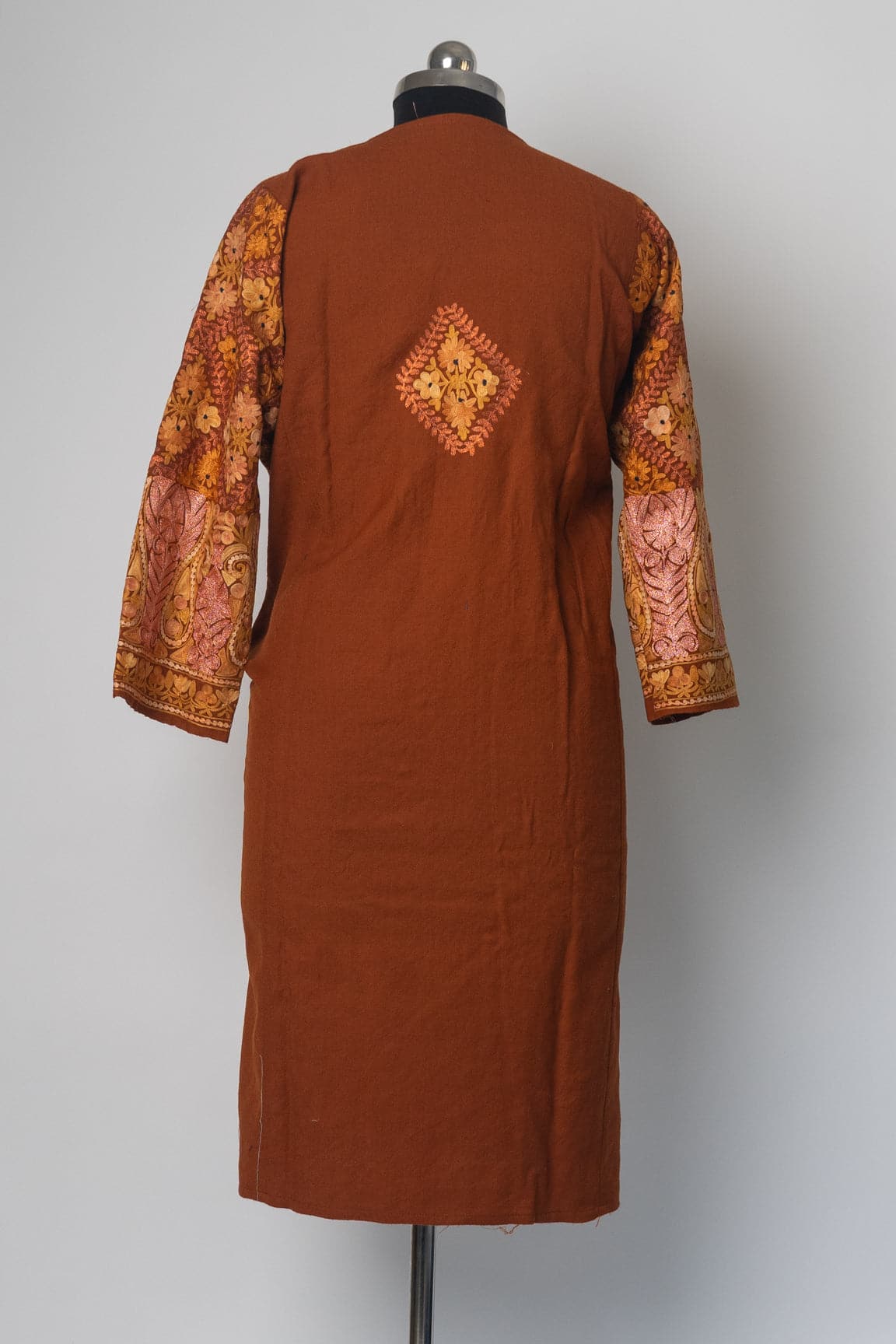 Autumn Radiance Kashmiri Pheran with Aari & Zari Embroidery